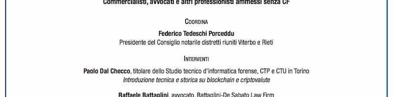 Convegno su blockchain per Consiglio Notarile di Viterbo