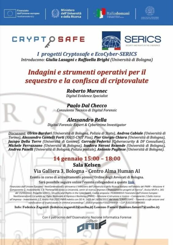 Cryptosafe - Indagini e strumenti operativi per il sequestro e la confisca di criptovalute - Università di Bologna